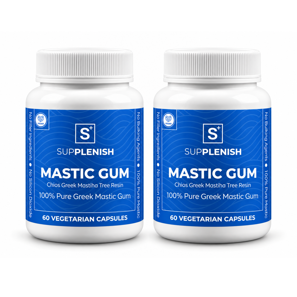 Two bottles of Supplenish Mastic Gum, 60 vegetarian capsules each